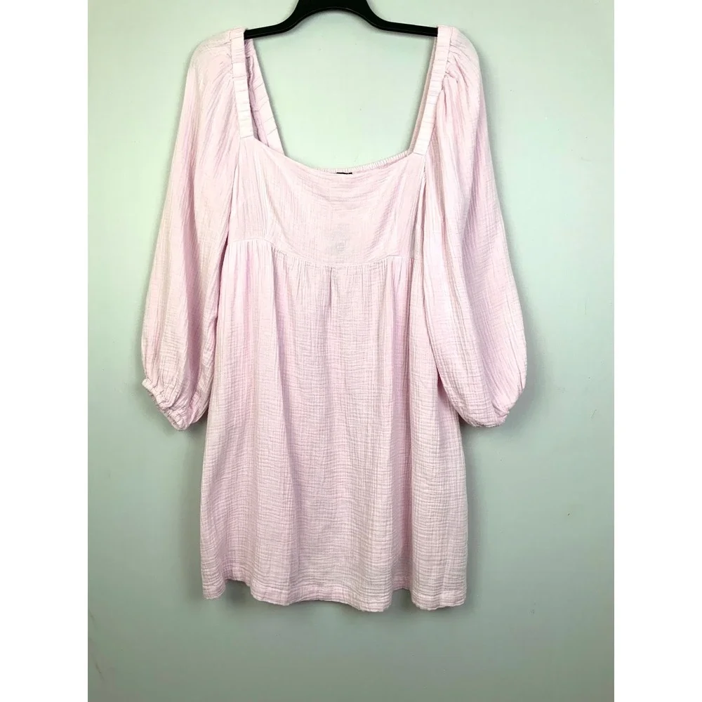 NWT J. Crew Sz XXL Squareneck Soft Gauze Cotton Balloon Sleeve Smocked Dress